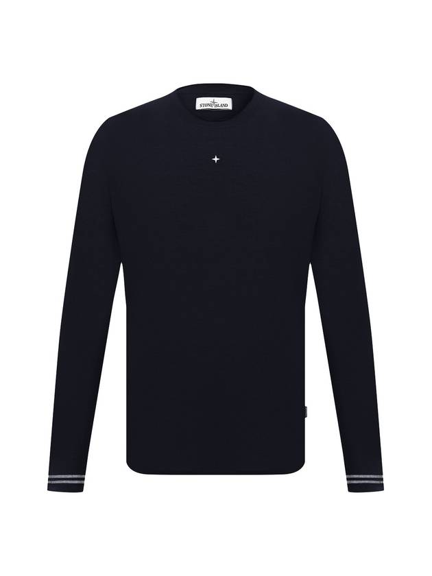 Men's Star Logo Cotton Knit Top Navy - STONE ISLAND - BALAAN 1