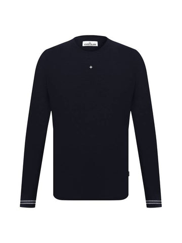 Men's Star Logo Cotton Knit Top Navy - STONE ISLAND - BALAAN 1