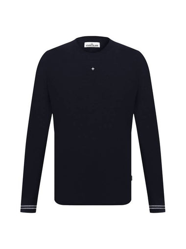 Men's Star Logo Cotton Knit Top Navy - STONE ISLAND - BALAAN 1