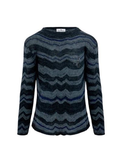 Bedrock Jumper Linen Knit Top Melange Blue - VIVIENNE WESTWOOD - BALAAN 2