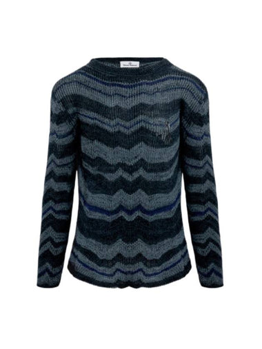 Bedrock Jumper Linen Knit Top Melange Blue - VIVIENNE WESTWOOD - BALAAN 1