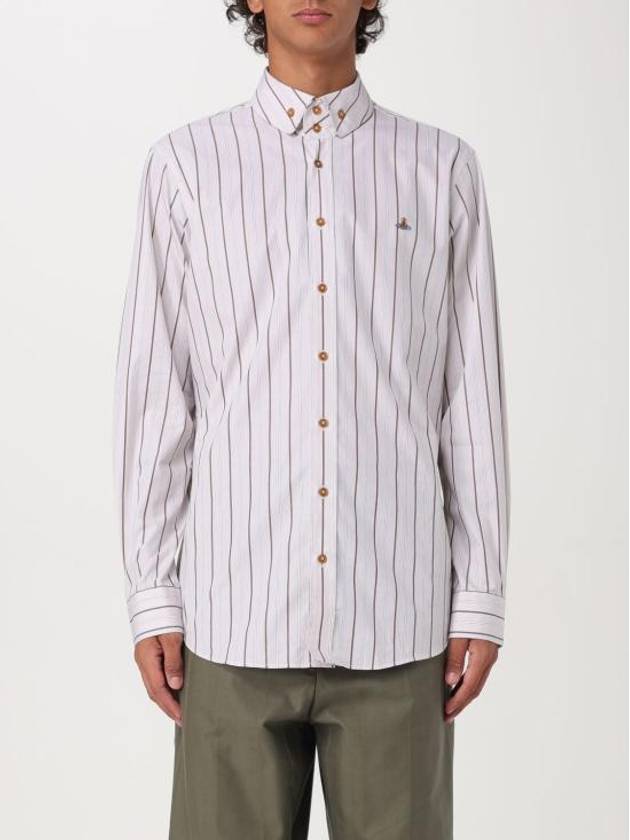 ORB Embroidered Striped Long Sleeve Shirt Beige - VIVIENNE WESTWOOD - BALAAN 3