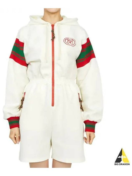 Interlocking G Logo Jersey Zipped Jumpsuit Ivory - GUCCI - BALAAN 2