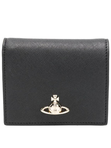 ORB Plaque Half Wallet Black - VIVIENNE WESTWOOD - BALAAN 1