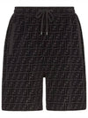 Flocked Cotton Shorts Black - FENDI - BALAAN 3