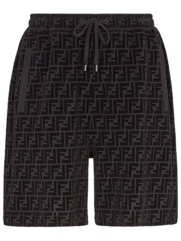 Flocked Cotton Shorts Black - FENDI - BALAAN 3