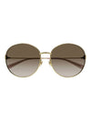 Eyewear Logo Round Frame Metal Sunglasses Brown - GUCCI - BALAAN 1