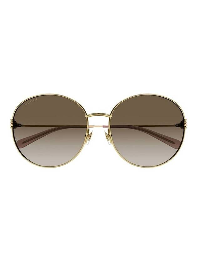 Eyewear Logo Round Frame Metal Sunglasses Brown - GUCCI - BALAAN 1