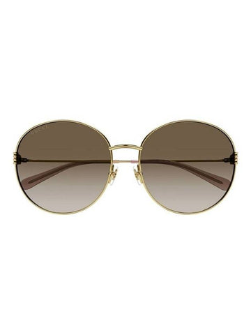 Eyewear Logo Round Frame Metal Sunglasses Brown - GUCCI - BALAAN 1