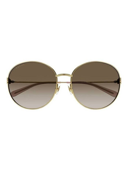 Eyewear Logo Round Frame Metal Sunglasses Brown - GUCCI - BALAAN 1