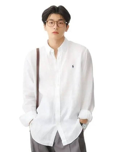 custom fit linen shirt white - POLO RALPH LAUREN - BALAAN 1