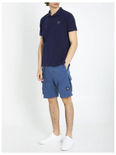 Men's Logo Patch Short Sleeve Polo Shirt Navy - STONE ISLAND - BALAAN 2