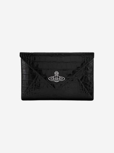 Crocodile Envelope Clutch Bag Black - VIVIENNE WESTWOOD - BALAAN 1