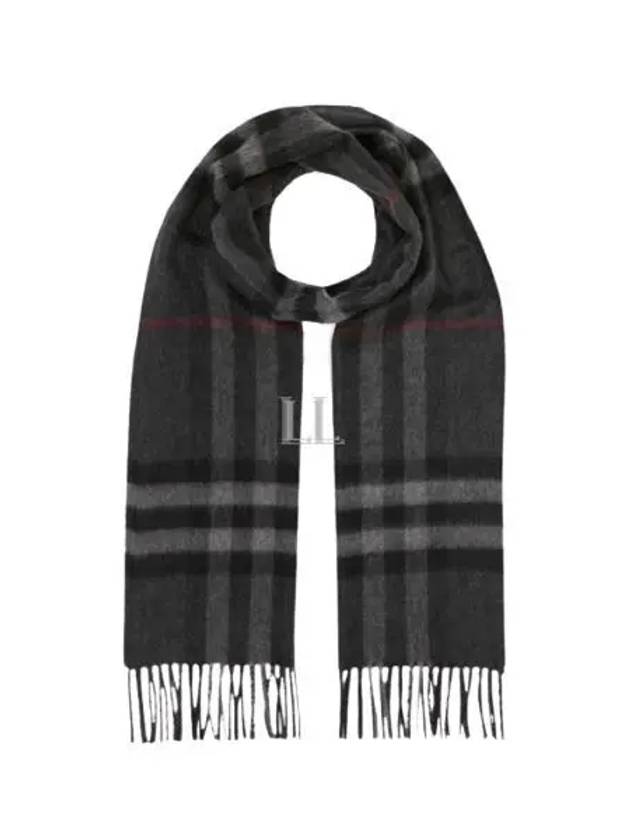 Check Cashmere Scarf Charcoal - BURBERRY - BALAAN 2