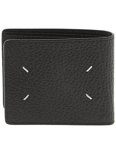 Stitched Leather Bifold Half Wallet Black - MAISON MARGIELA - BALAAN 2