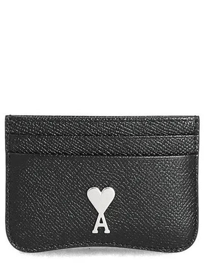 Metal Logo Leather Card Wallet Silver Black - AMI - BALAAN 2