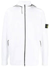 Logo Pacth Stretch Cotton Zip-up Cardigan White - STONE ISLAND - BALAAN 1