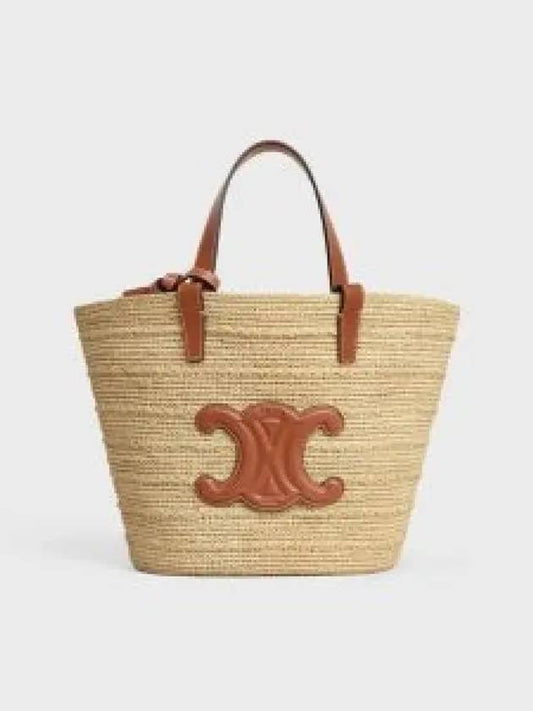 Teen Supple Classic Panier Raffia Calfskin Tote Bag Tan - CELINE - BALAAN 2