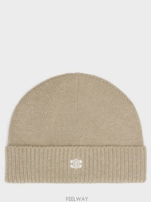 Triomphe Logo Beanie Beige - CELINE - BALAAN 2