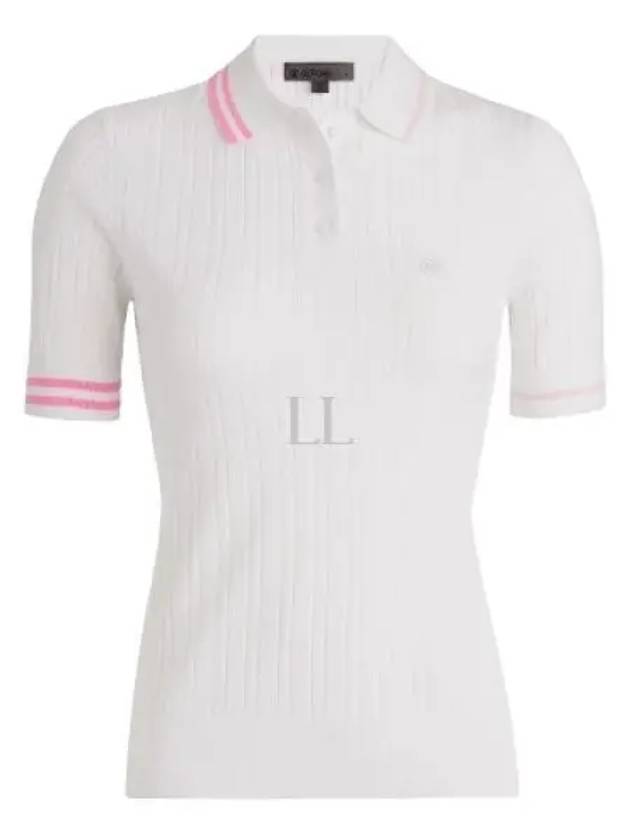 24 Contrast Stripe Ribbed Knit Polo GLS000005 SNO Women s Cotton Rib - G/FORE - BALAAN 1