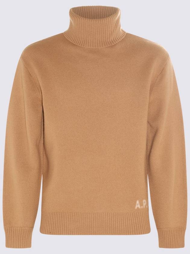 Walter Logo Merino Wool Turtleneck Brown - A.P.C. - BALAAN 3