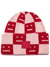 Face Jacquard Knit Beanie Red - ACNE STUDIOS - BALAAN 1