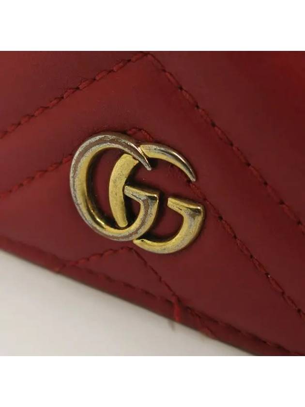 466492 Red Leather Matelasse Marmont Chevron Card and Business Mini Wallet - GUCCI - BALAAN 4