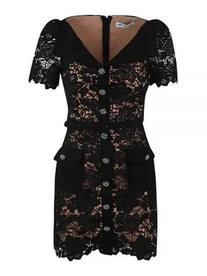 24 BLACK LACE OPEN NECK MINI DRESS RS24126SB - SELF PORTRAIT - BALAAN 1