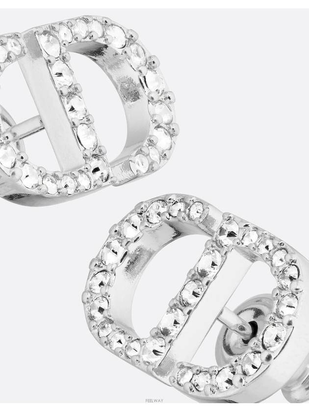 Petit CD Stud Crystal Earrings Silver - DIOR - BALAAN 4