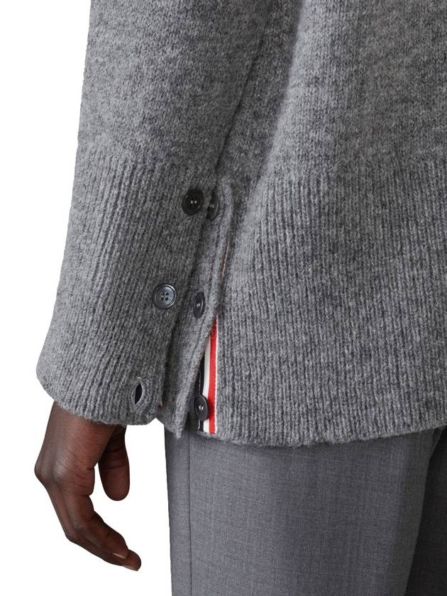 Irish Wool 4-Bar V Neck Cardigan Grey - THOM BROWNE - BALAAN 5