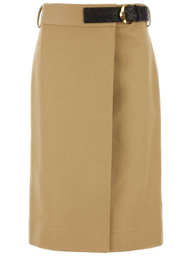 Belted Midi H-Line Skirt Nude - BOTTEGA VENETA - BALAAN 2