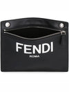 Logo Embossed Zipper Pocket Clutch Bag Black - FENDI - BALAAN 5