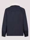 Triangle Logo Shearling Collar Jacket Navy - PRADA - BALAAN 3