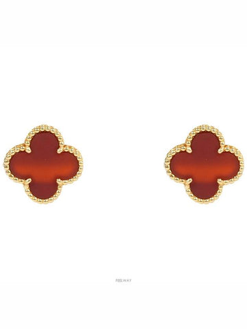 Van Cleef Arpels Vintage Alhambra Earrings Yellow Gold Carnelian 74197 - VANCLEEFARPELS - BALAAN 1