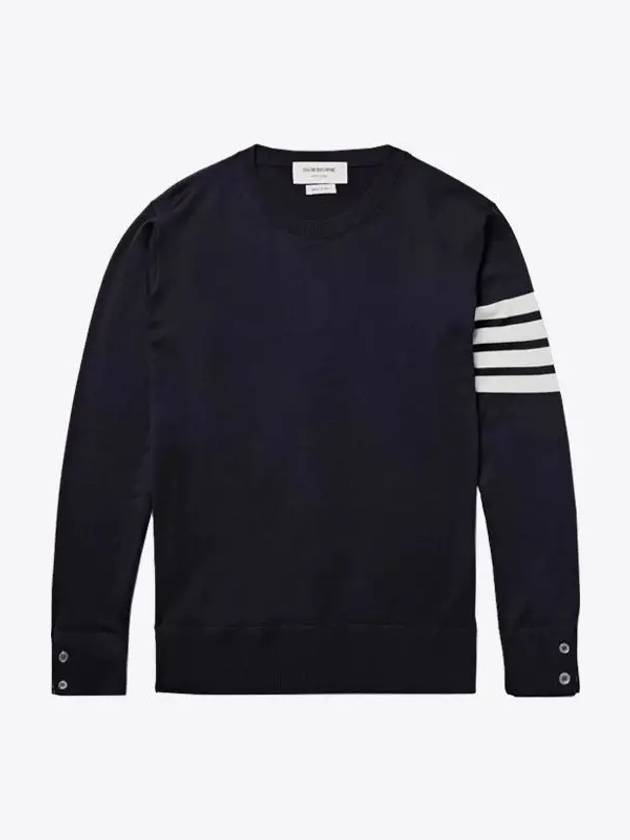 4 Bar Armband Classic Merino Wool Knit Top Navy - THOM BROWNE - BALAAN 2