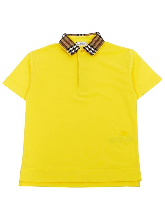 Kids Check Collar Polo Short Sleeve T-Shirt Yellow - BURBERRY - BALAAN 2