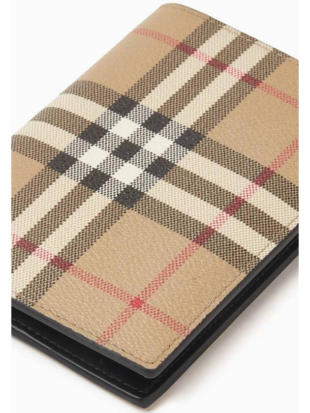 Checked Leather Passport Wallet Beige - BURBERRY - BALAAN 5