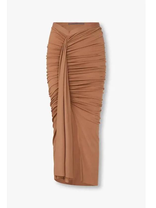 WOMEN Tucked Drape Easy Skirt Light Brown - RICK OWENS - BALAAN 1