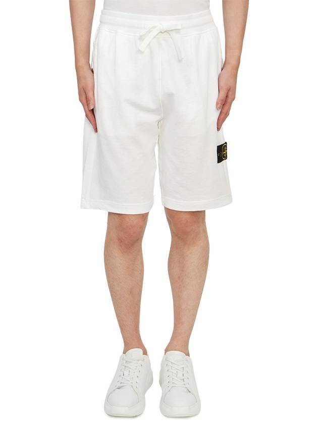 Compass Badge Cotton Track Shorts White - STONE ISLAND - BALAAN 2