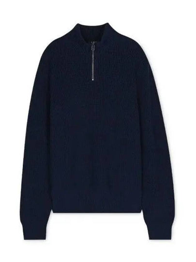 Mock Neck Half Zip-Up Knit Top Navy - A.P.C. - BALAAN 2