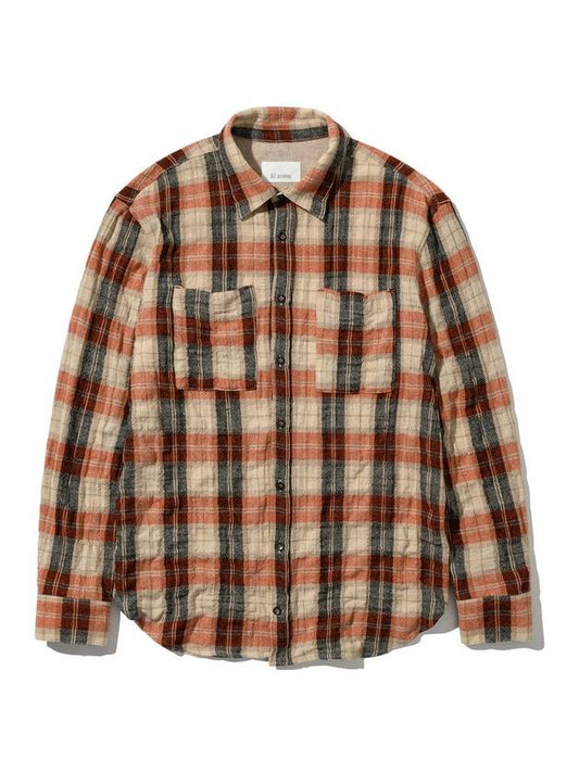 Wool Check Washed Shirt Orange - UJBECOMING - BALAAN 1