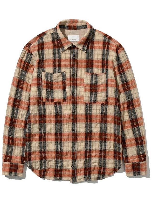 Wool Check Washed Shirt Orange - UJBECOMING - BALAAN 2