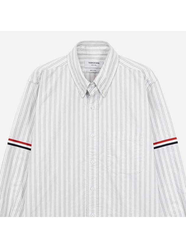 Stripe Oxford Armband Long Sleeve Shirt Grey - THOM BROWNE - BALAAN 3