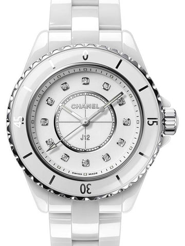 J12 Ceramic Diamond Watch White - CHANEL - BALAAN 1