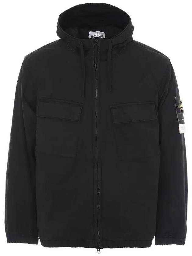 Cotton Twill Stretch Hooded Jacket Black - STONE ISLAND - BALAAN 2