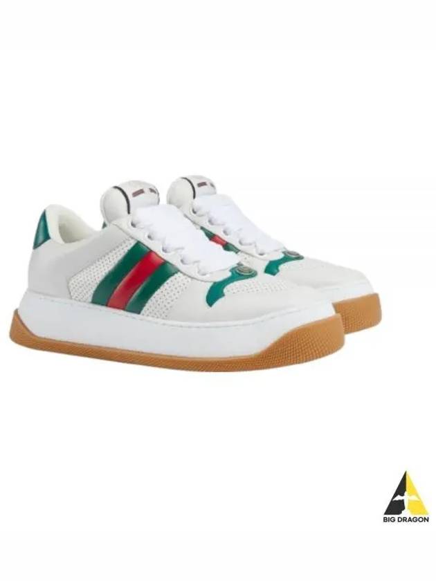 Screener Web Leather Low Top Sneakers White - GUCCI - BALAAN 2