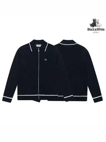 back lace patch knit full zip-up 2802LAVFBLACK - BLACK&WHITE - BALAAN 1