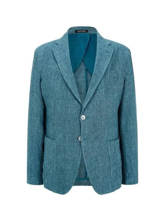 Men s no cheat lapel linen single jacket dark green 271343 - EMPORIO ARMANI - BALAAN 1