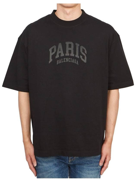 Cities Paris Logo Medium Short Sleeve T-Shirt Black - BALENCIAGA - BALAAN 2