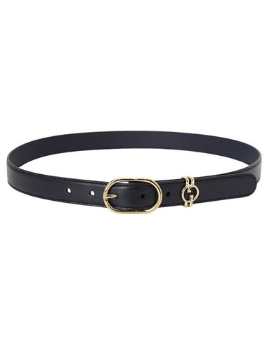 Round Interlocking G Leather Belt Navy - GUCCI - BALAAN 1